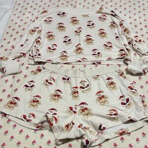 American Eagle Outfitters Cream and Red Pajama Set